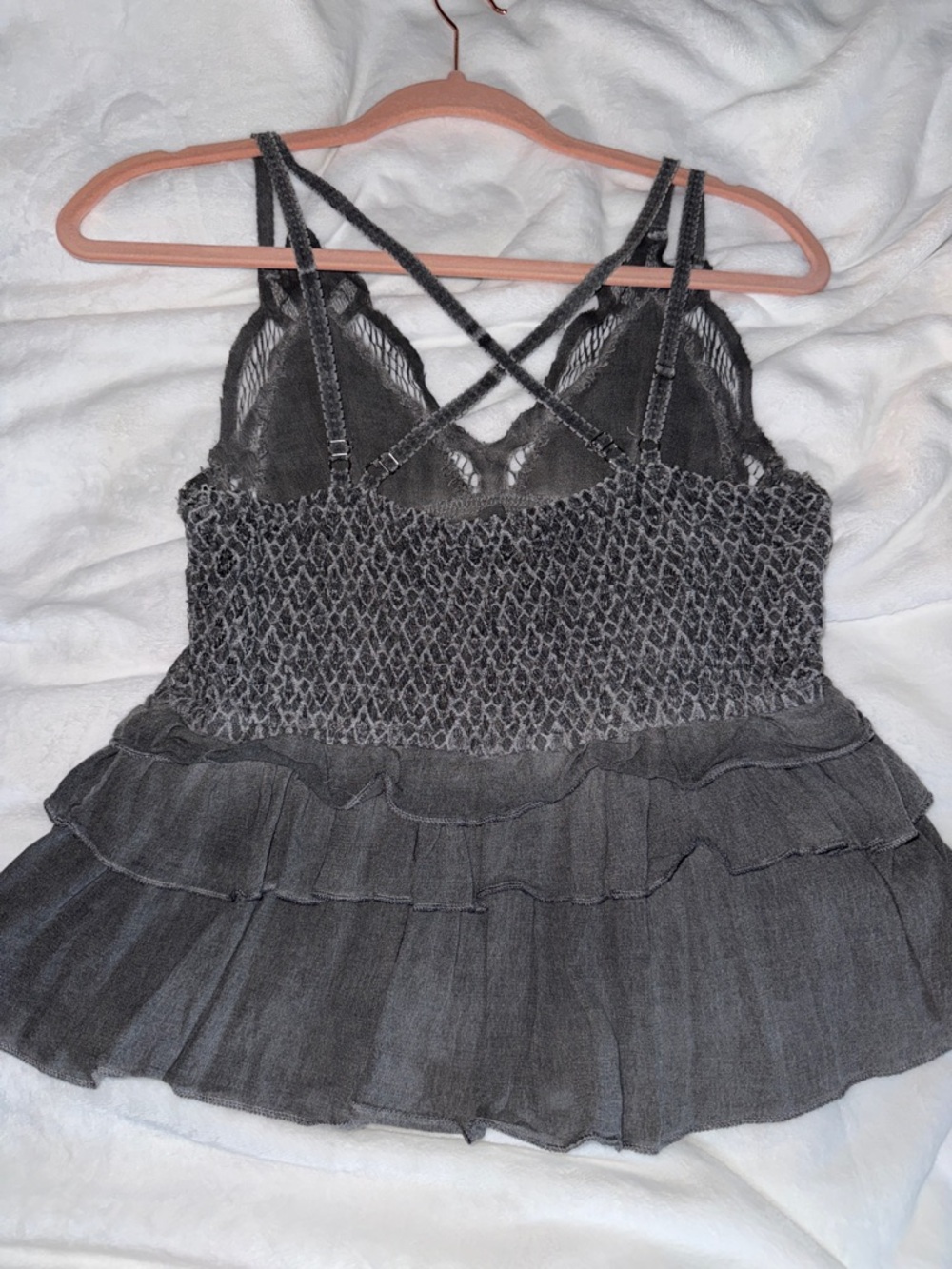 POL Gray Lace Tiered Ruffle Camisole - Picture 8 of 10